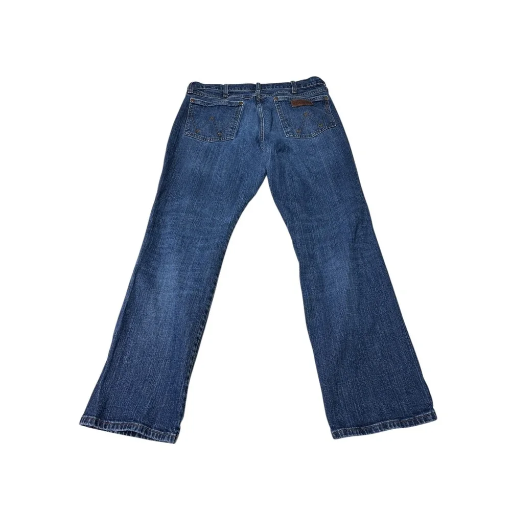 Wrangler Relaxed Boot Jeans Mens 36x32 Dark‎ Wash Denim Fly Casual